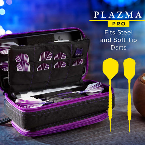 Image of Casemaster Plazma Pro Dart Case Black with Amethyst Zipper and Phone Pocket