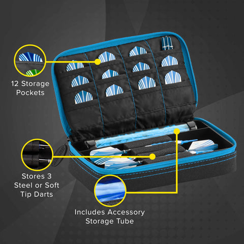 Image of Casemaster Plazma Dart Case Black with Blue Zipper