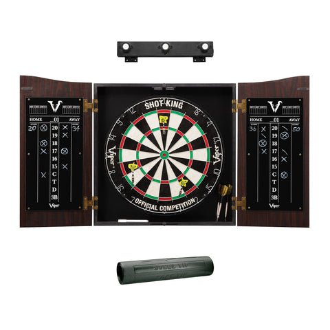 Image of Viper Vault Cabinet with Shot King Sisal Dartboard, Padded Dart Mat & Shadow Buster Dartboard Lights