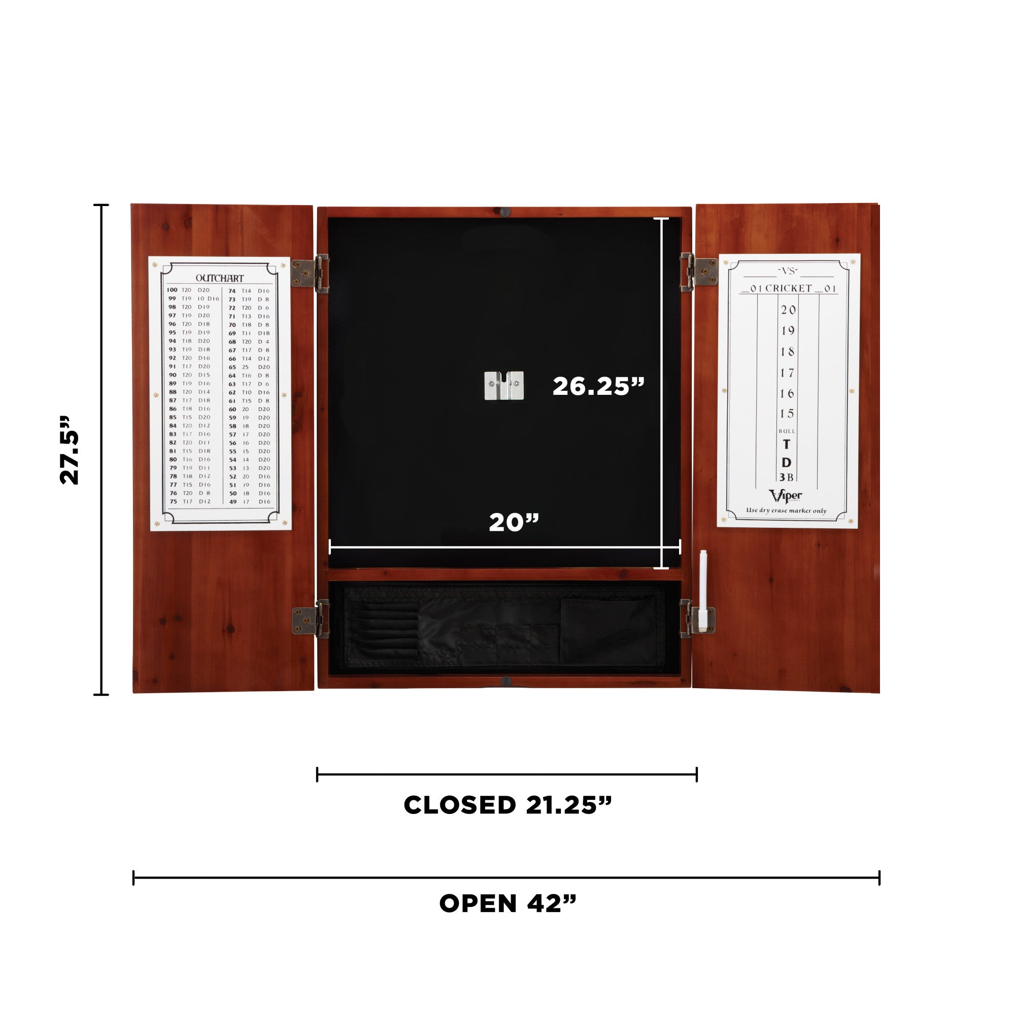 Viper Metropolitan Cinnamon Steel Tip Dartboard Cabinet, Viper Razorback Sisal Dartboard, Viper Underground Raven Steel Tip Darts 25 Grams, and Viper Vinyl Dart Mat