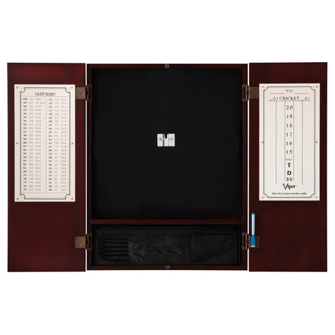 Image of Viper Dead On Sisal Dartboard, Metropolitan Mahogany Cabinet, Shadow Buster Dartboard Lights & Padded Dart Mat