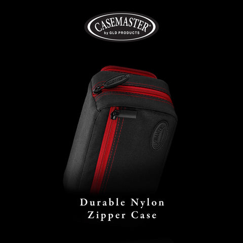 Image of Casemaster Plazma Pro Dart Case Black with Ruby Zipper and Phone Pocket