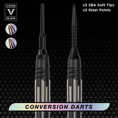 Image of Viper Black Flux 90% Tungsten Steel or Soft Tip Conversion Darts Black/Silver 20 Grams