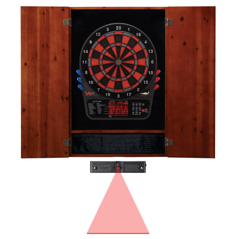 Image of Viper Metropolitan Cinnamon Soft Tip Dartboard Cabinet, 800 Electronic Dartboard, and Dart Laser Line
