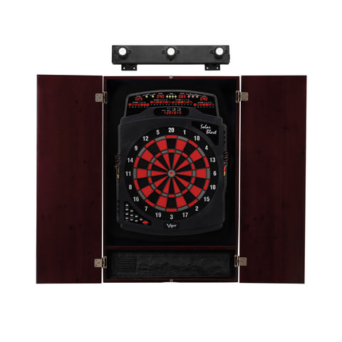 Image of Viper Solar Blast Electronic Dartboard, Metropolitan Mahogany Cabinet & Shadow Buster Dartboard Lights