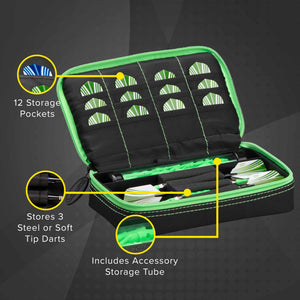 Casemaster Plazma Dart Case Black with Green Zipper