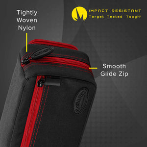 Casemaster Plazma Pro Dart Case Black with Ruby Zipper and Phone Pocket