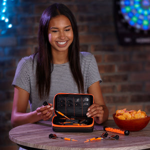Casemaster Plazma Pro Dart Case Black with Orange Zipper and Phone Pocket