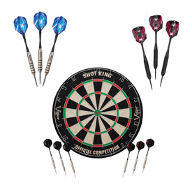 Viper Shot King Sisal Dartboard, Black Mariah 22g & Silver Thunder 25g Steel Tip Darts