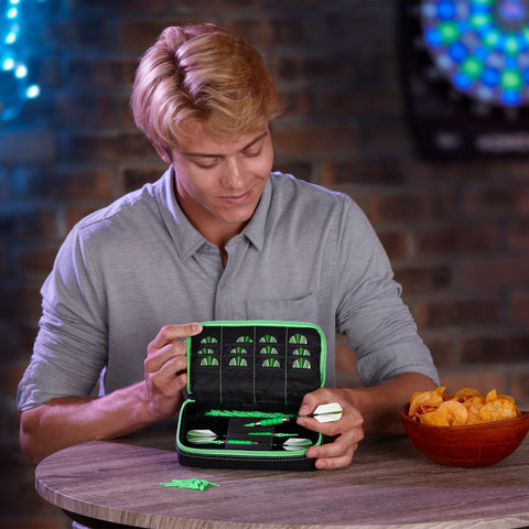 Image of Casemaster Plazma Dart Case Black with Green Zipper