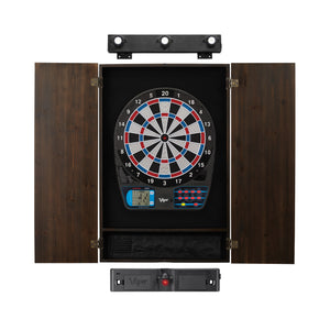 Viper 787 Electronic Dartboard, Metropolitan Espresso Cabinet, Laser Throw Line & Shadow Buster Dartboard Light Bundle