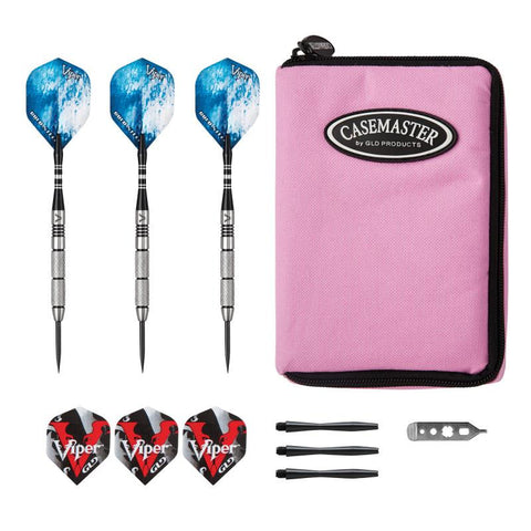 Image of Viper Cold Steel Tungsten Darts Steel Tip Darts 21 Grams and Casemaster Select Pink Nylon Case