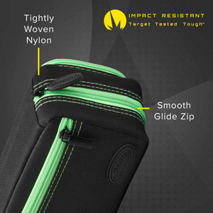 Casemaster Plazma Pro Dart Case Black with Green Zipper and Phone Pocket