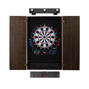 Viper 777 Electronic Dartboard, Metropolitan Espresso Cabinet, Laser Throw Line & Shadow Buster Dartboard Light Bundle