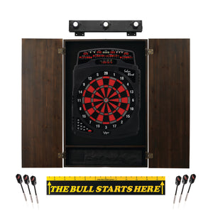 Viper Solar Blast Electronic Dartboard, Metropolitan Espresso Cabinet, Throw Line Marker & Shadow Buster Dartboard Light Bundle