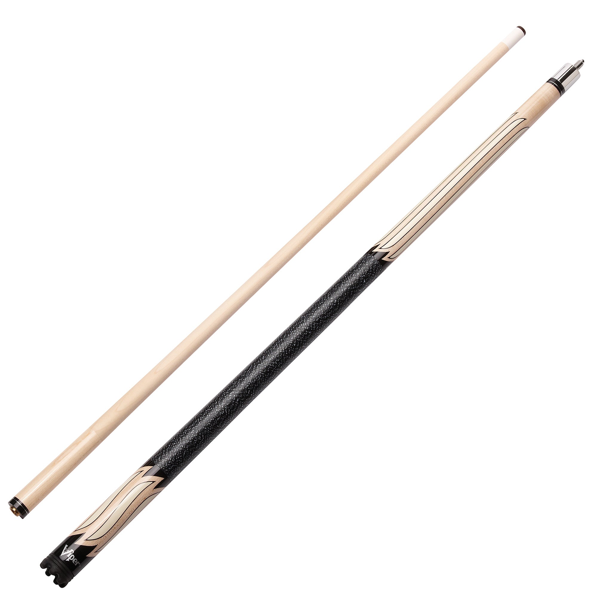 Viper Sinister Series Cue with White Stripe Design and Casemaster Q-Vault Supreme Black Cue Case