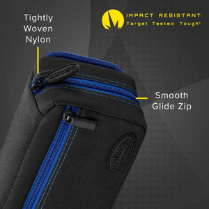 Casemaster Plazma Pro Dart Case Black with Sapphire Zipper and Phone Pocket