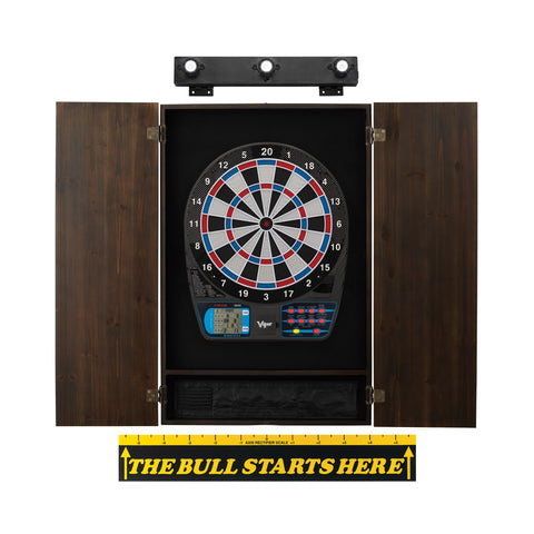 Image of Viper 787 Electronic Dartboard, Metropolitan Espresso Cabinet, Throw Line Marker & Shadow Buster Dartboard Light Bundle