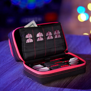 Casemaster Plazma Pro Dart Case Black with Pink Zipper and Phone Pocket