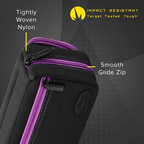 Image of Casemaster Plazma Pro Dart Case Black with Amethyst Zipper and Phone Pocket