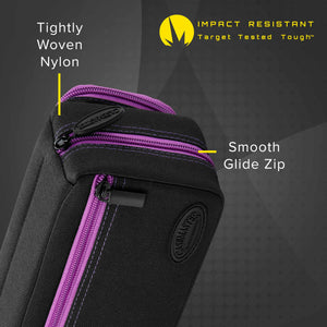 Casemaster Plazma Pro Dart Case Black with Amethyst Zipper and Phone Pocket