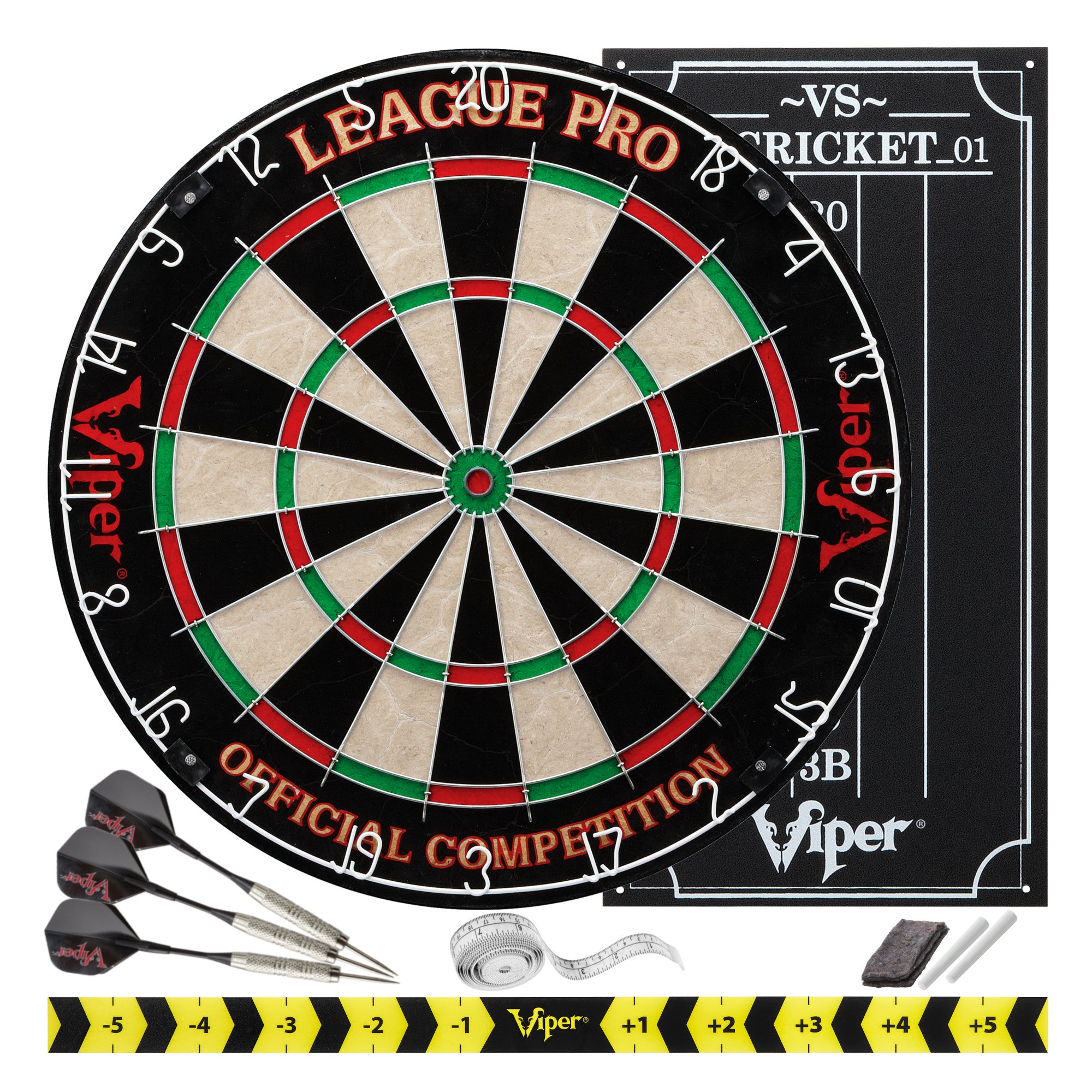 Viper League Pro Sisal Dartboard Starter Kit, Dart Laser Line, and Wall Defender II