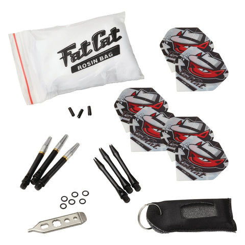Image of Viper Vault Cabinet with Shot King Sisal Dartboard, Shadow Buster Dartboard Lights, Steel Tip Dart Accessories Kit & "The Bull Starts Here" Throw Line Marker
