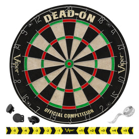 Viper Dead-On Bristle Dartboard, ProScore, Black Mariah Steel Tip Darts 22 Grams, Dart Laser Line, and Wall Defender II 