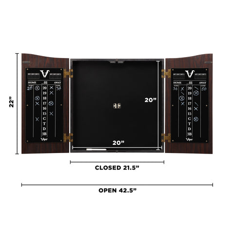 Image of Viper Vault Cabinet with Shot King Sisal Dartboard, Padded Dart Mat & Shadow Buster Dartboard Lights