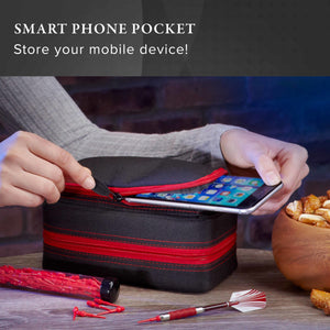 Casemaster Plazma Pro Dart Case Black with Ruby Zipper and Phone Pocket