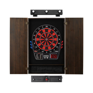 Viper 797 Electronic Dartboard, Metropolitan Espresso Cabinet, Laser Throw Line & Shadow Buster Dartboard Light Bundle
