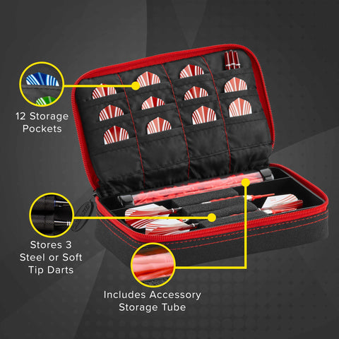 Image of Casemaster Plazma Dart Case Black with Ruby Zipper