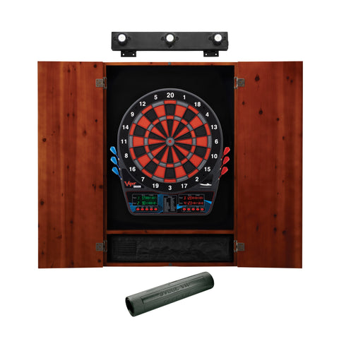 Image of Viper Orion Electronic Dartboard, Metropolitan Cinnamon Cabinet, Dart Mat & Shadow Buster Dartboard Light Bundle