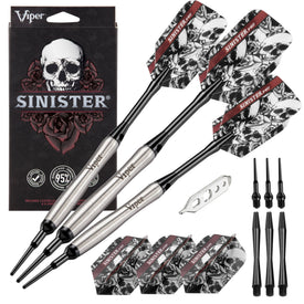 Viper Sinister Tungsten Darts Soft Tip Darts Tapered Barrel 18 Grams and Casemaster Deluxe Black Nylon Case 