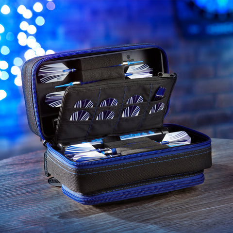 Image of Casemaster Plazma Pro Dart Case Black with Sapphire Zipper and Phone Pocket