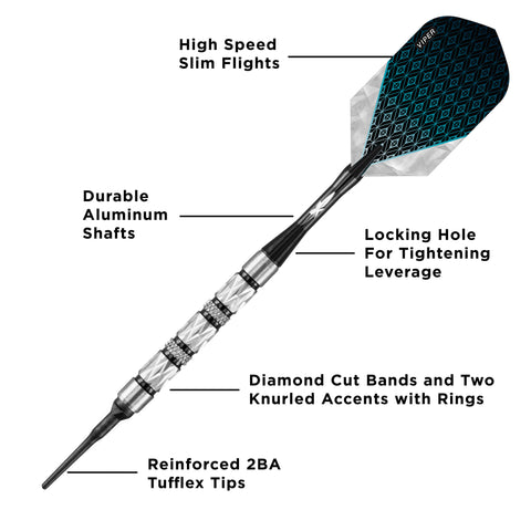 Image of Viper Diamond 90% Tungsten Soft Tip Dart Set Black Rings