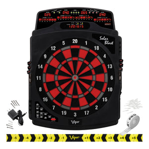 Viper Solar Blast Electronic Dartboard, Metropolitan Espresso Cabinet, Dart Mat & Shadow Buster Dartboard Light Bundle
