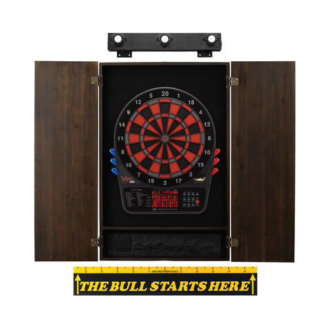 Image of Viper 800 Electronic Dartboard, Metropolitan Espresso Cabinet, Throw Line Marker & Shadow Buster Dartboard Light Bundle