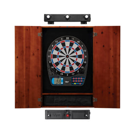Viper 787 Electronic Dartboard, Metropolitan Cinnamon Cabinet, Laser Throw Line & Shadow Buster Dartboard Light Bundle