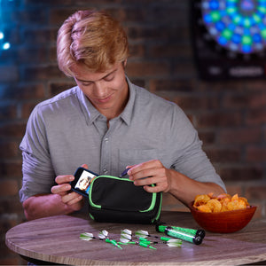 Casemaster Plazma Pro Dart Case Black with Green Zipper and Phone Pocket