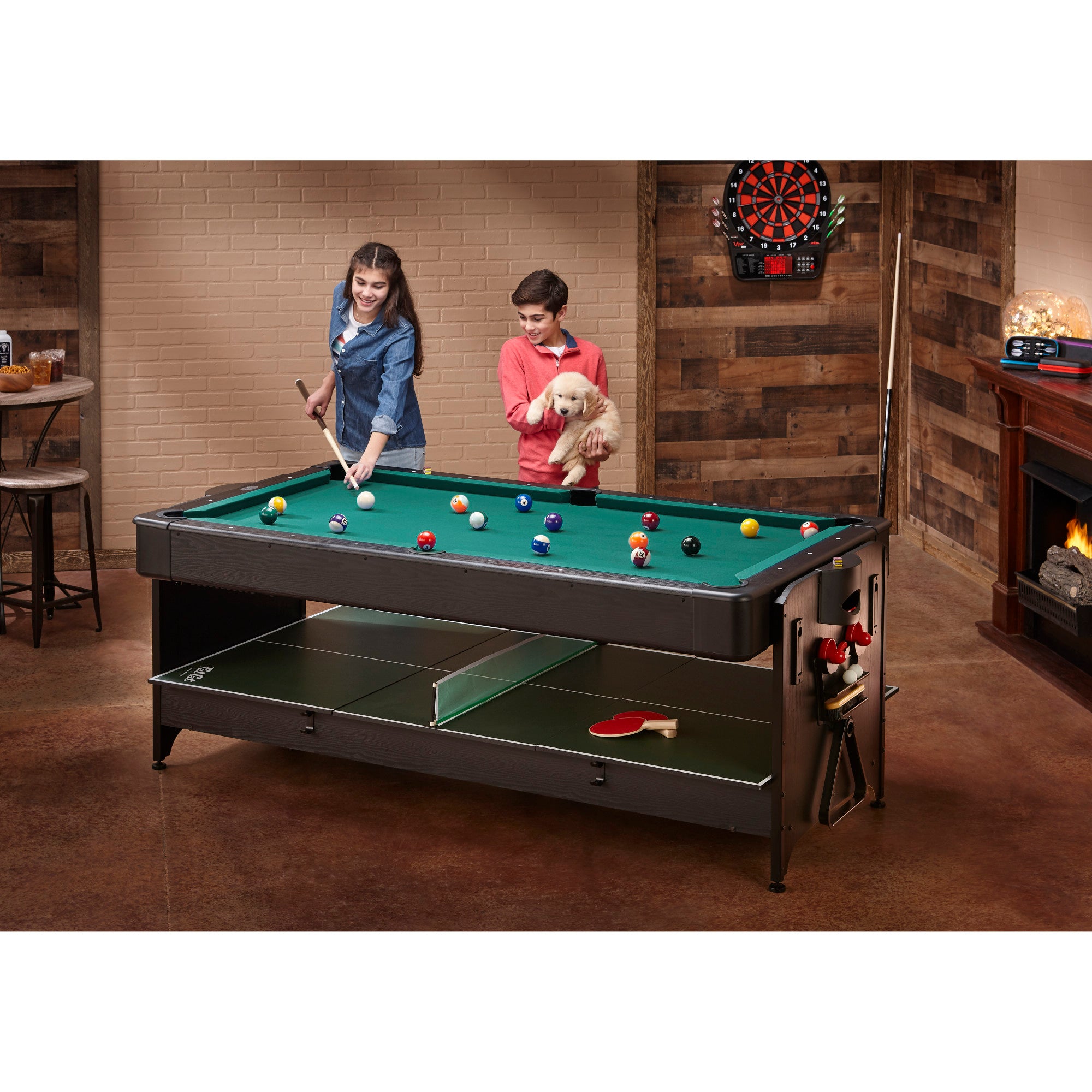 Fat Cat Original 3-in-1 7' Pockey Multi-Game Table Green