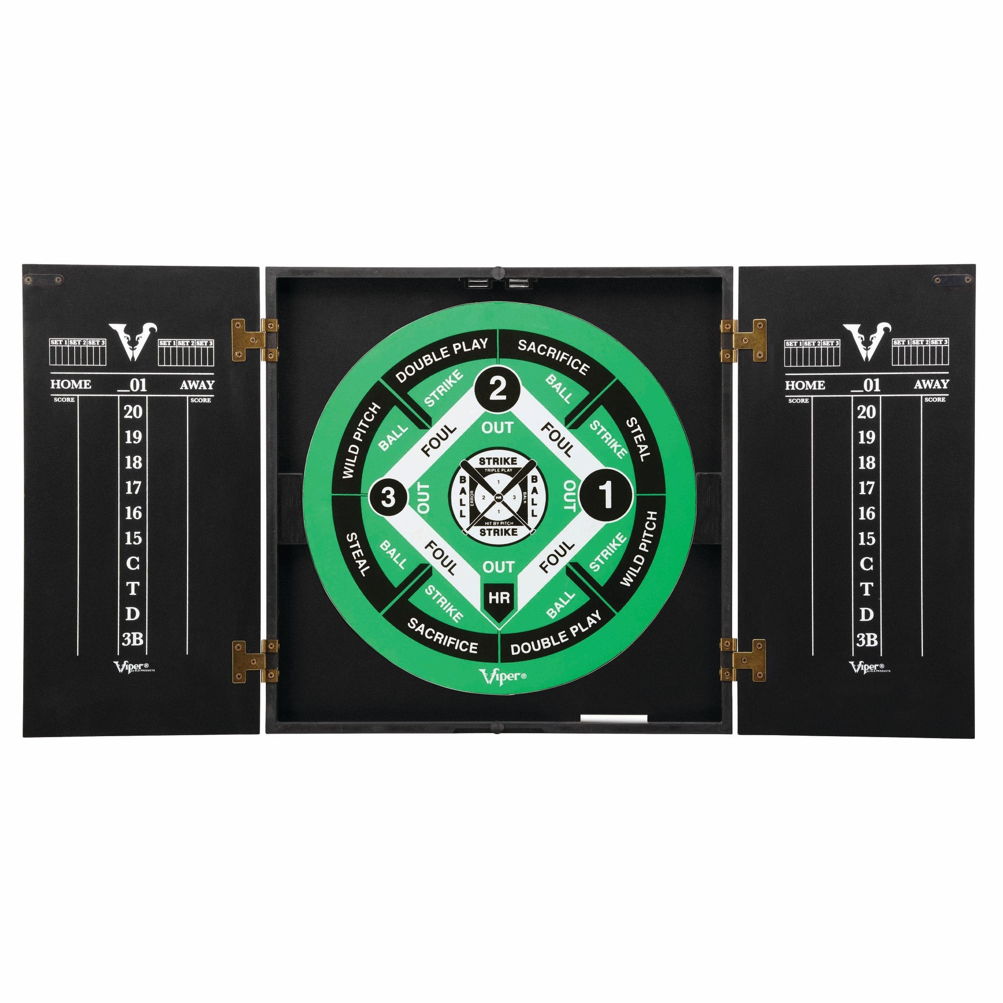 Viper Hideaway Dartboard Cabinet with Reversible Traditional Dartboard