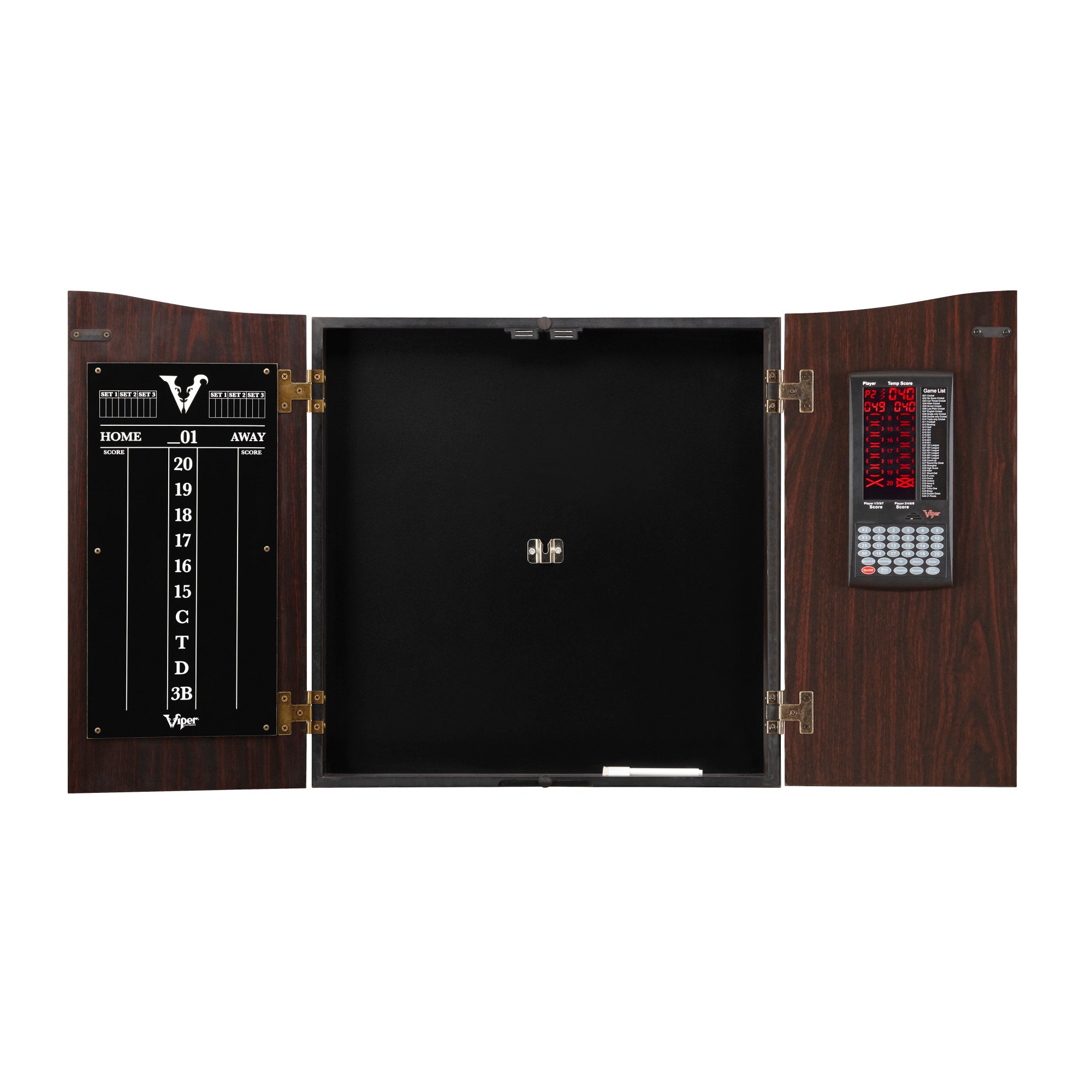 Viper Vault Deluxe Dartboard Cabinet with Built-In Pro Score, AIM 360 Dartboard, Laser Throw Line, and Shadow Buster Light