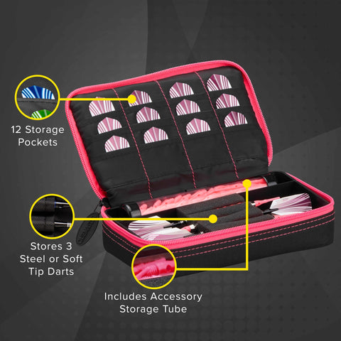 Image of Casemaster Plazma Dart Case Black with Pink Zipper