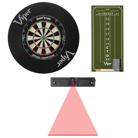 Image of Viper Shot King Bristle Dartboard, Small Cricket Chalk Scoreboard, Dart Laser Line, and Wall Defender