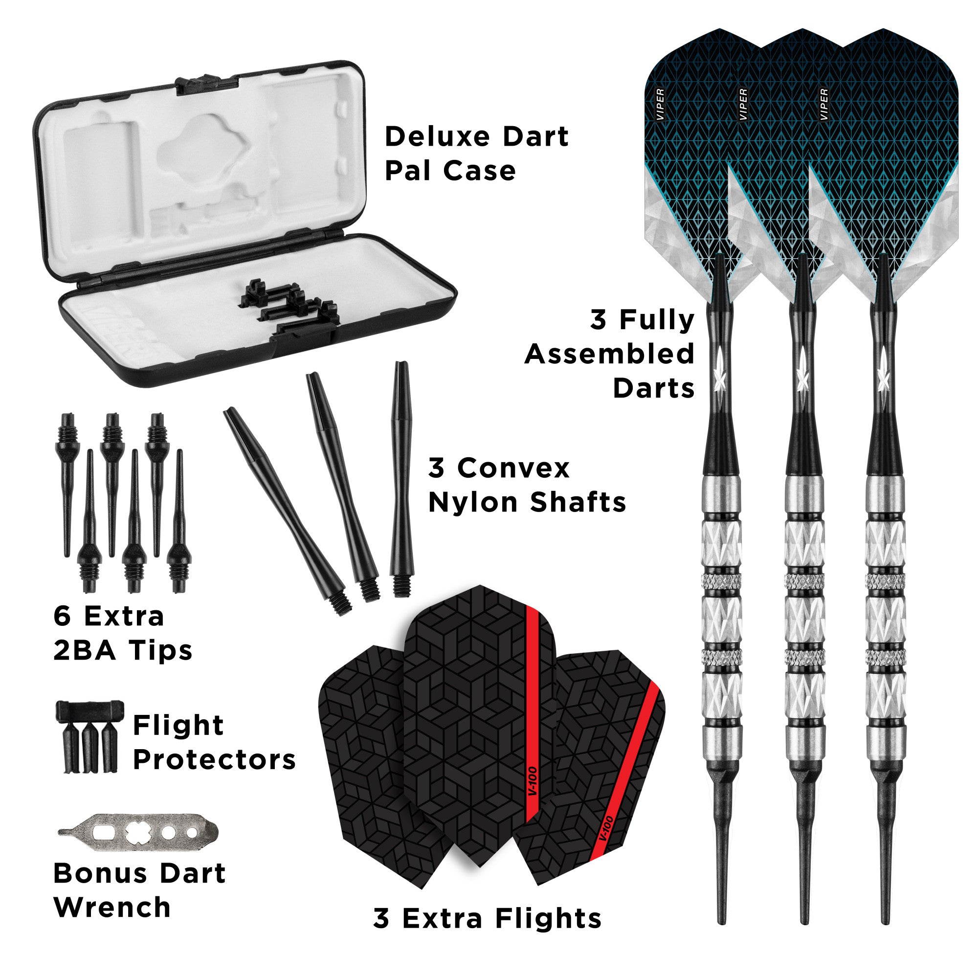 Viper Diamond 90% Tungsten Soft Tip Dart Set Black Rings