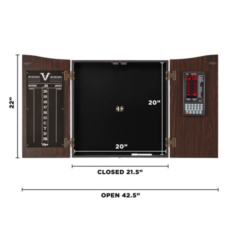 Image of Viper Vault Deluxe Dartboard Cabinet with Built-In Pro Score, Dead-On Dartboard, Edge Throw Line and Black Mariah Darts