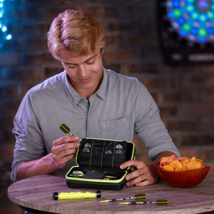 Casemaster Plazma Pro Dart Case Black with Yellow Zipper and Phone Pocket