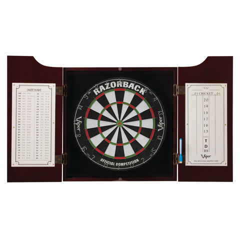 Image of Viper Razorback Sisal Dartboard & Metropolitan Mahogany Cabinet