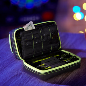 Casemaster Plazma Pro Dart Case Black with Yellow Zipper and Phone Pocket